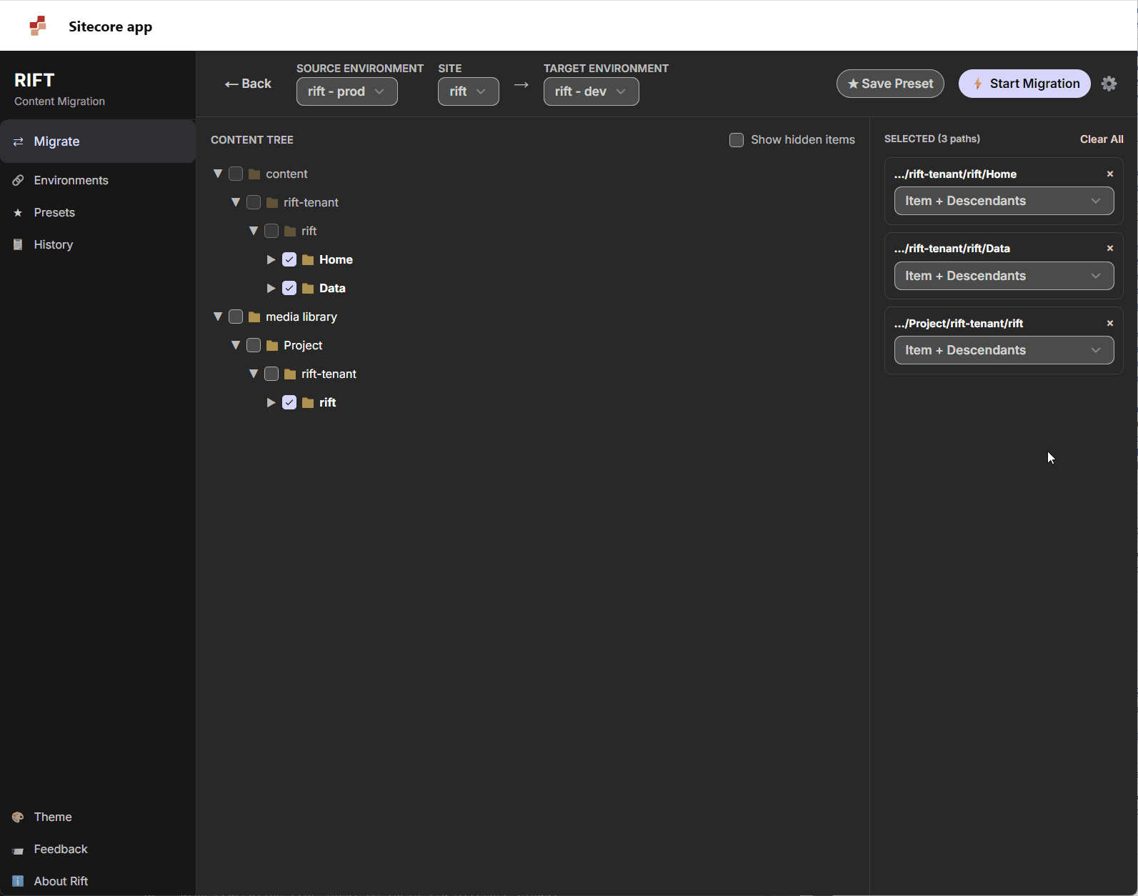 Migration path selection
